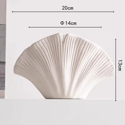 White scallop leaf ceramic vase living room floral decor