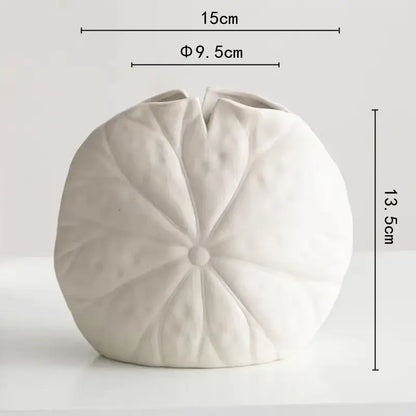 White scallop leaf ceramic vase living room floral decor