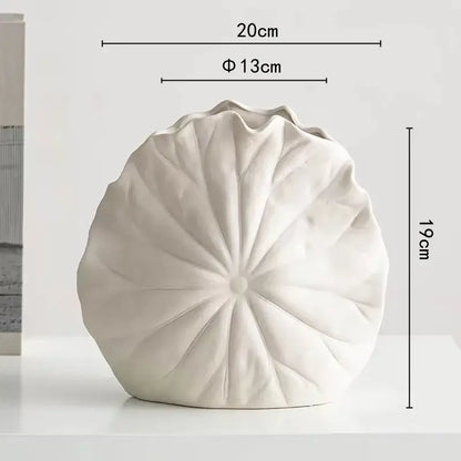 White scallop leaf ceramic vase living room floral decor
