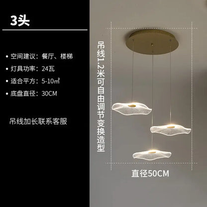 Modern white and gold lotus leaf chandelier living room pendant light