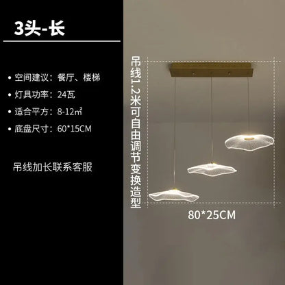 Modern white and gold lotus leaf chandelier living room pendant light