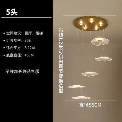 Modern white and gold lotus leaf chandelier living room pendant light