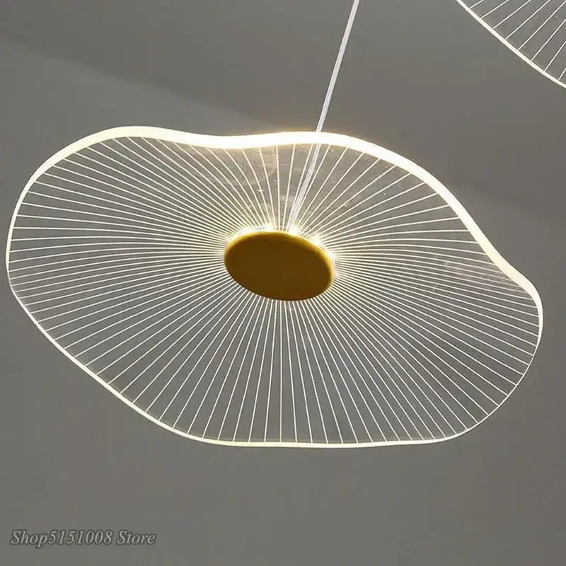 Modern white and gold lotus leaf chandelier living room pendant light