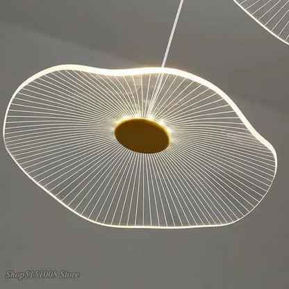 Modern white and gold lotus leaf chandelier living room pendant light