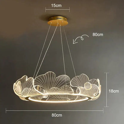 Modern gold lotus leaf chandelier living room pendant light
