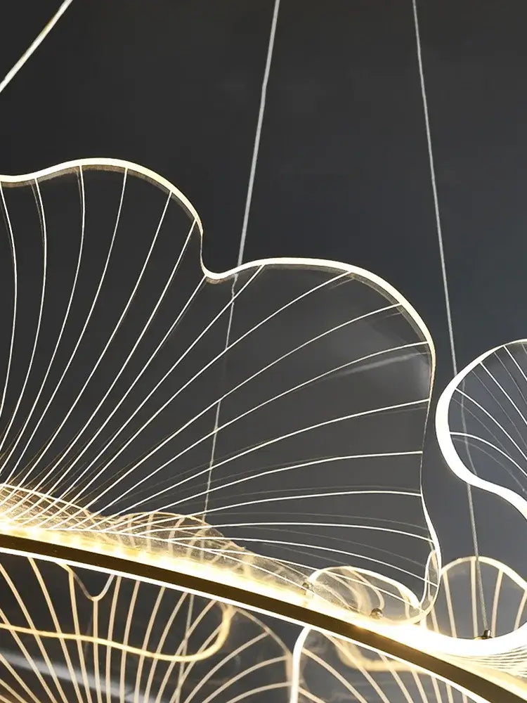 Modern gold lotus leaf chandelier living room pendant light