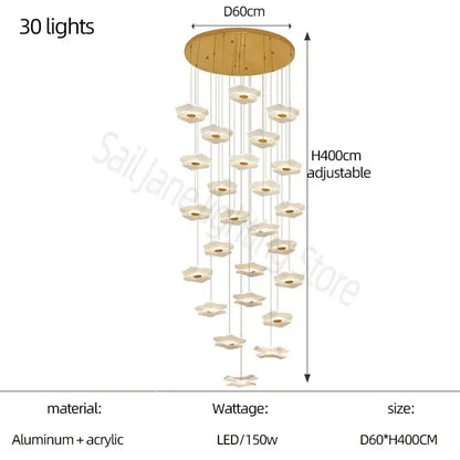 Modern nordic white lotus leaf chandelier living room light