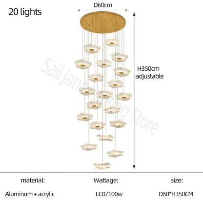 Modern nordic white lotus leaf chandelier living room light