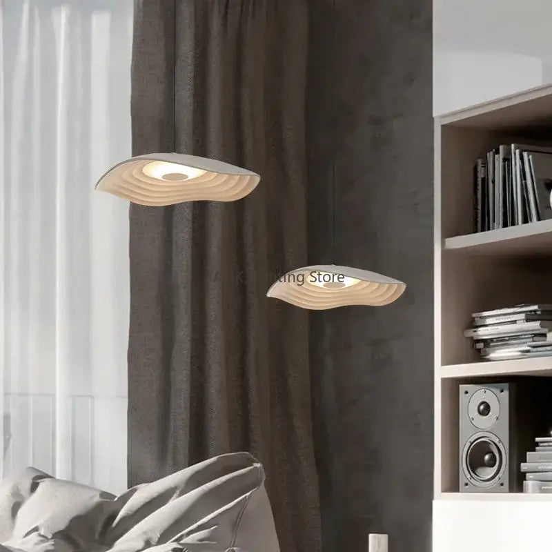 Modern wood & black lotus leaf chandelier dining room pendant light