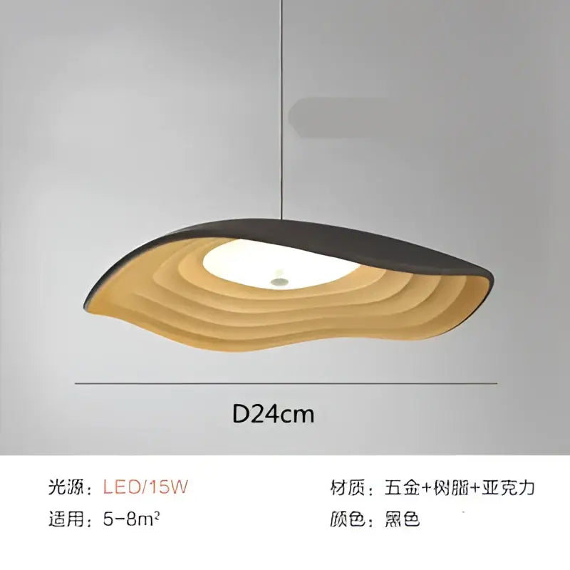 Modern wood & black lotus leaf chandelier dining room pendant light