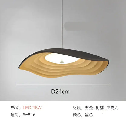 Modern wood & black lotus leaf chandelier dining room pendant light