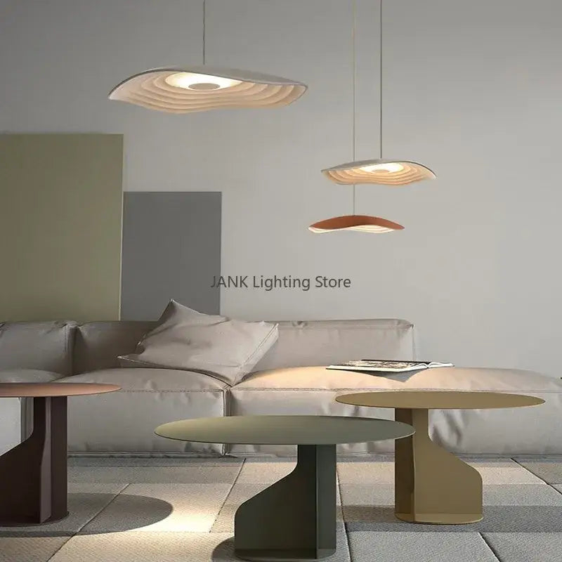 Modern wood & black lotus leaf chandelier dining room pendant light