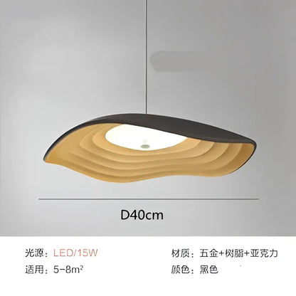 Modern wood & black lotus leaf chandelier dining room pendant light