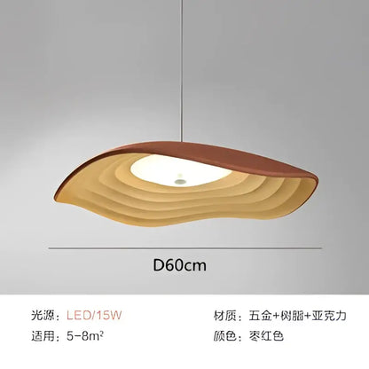Modern wood & black lotus leaf chandelier dining room pendant light