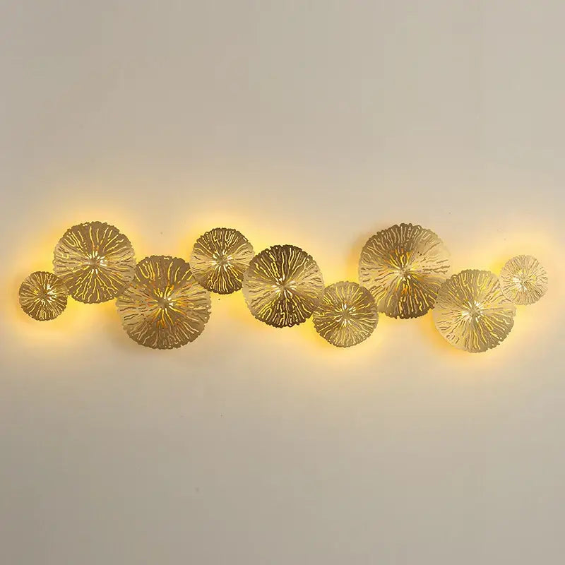 lotus leaf golden copper wall lamp bedroom art light