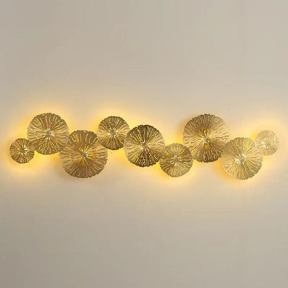 lotus leaf golden copper wall lamp bedroom art light