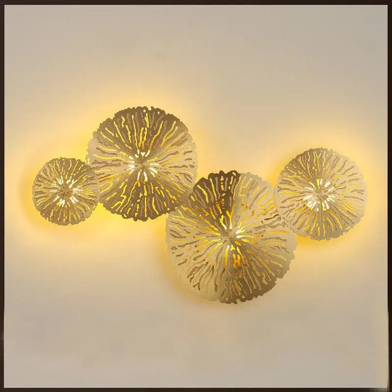 lotus leaf golden copper wall lamp bedroom art light
