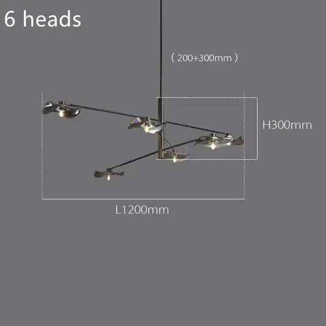 Modern black lotus leaf glass ceiling chandelier for living room