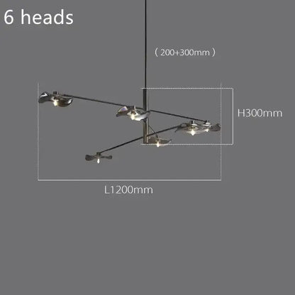 Modern black lotus leaf glass ceiling chandelier for living room