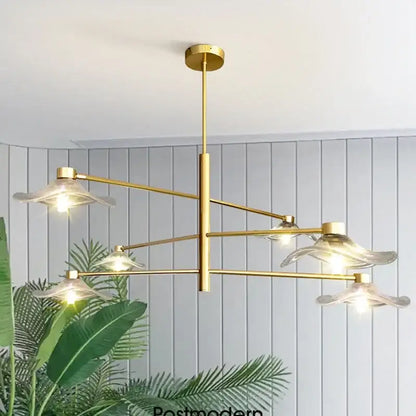 Modern black lotus leaf glass ceiling chandelier for living room