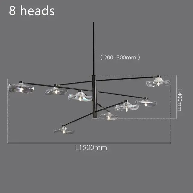 Modern black lotus leaf glass ceiling chandelier for living room