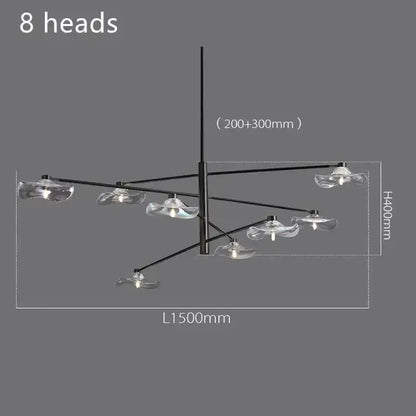 Modern black lotus leaf glass ceiling chandelier for living room