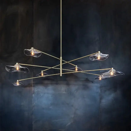 Modern black lotus leaf glass ceiling chandelier for living room