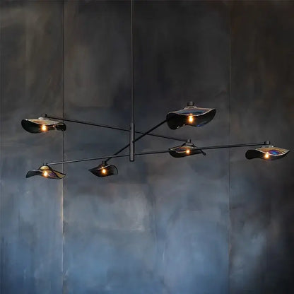Modern black lotus leaf glass ceiling chandelier for living room