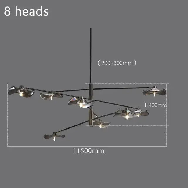 Modern black lotus leaf glass ceiling chandelier for living room