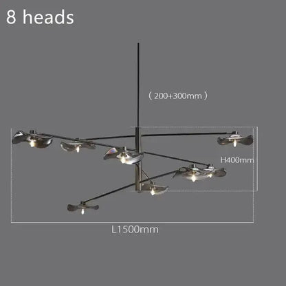 Modern black lotus leaf glass ceiling chandelier for living room