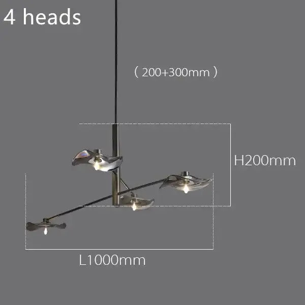 Modern black lotus leaf glass ceiling chandelier for living room