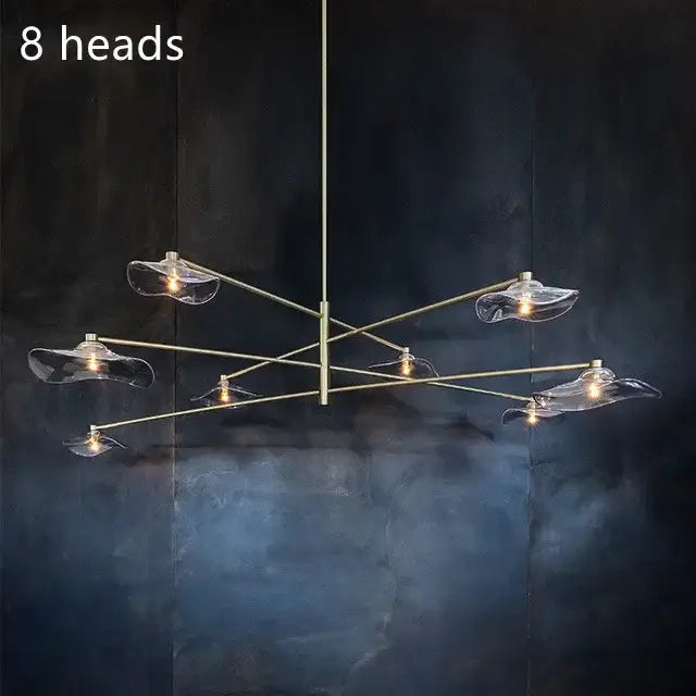 Modern black lotus leaf glass ceiling chandelier for living room
