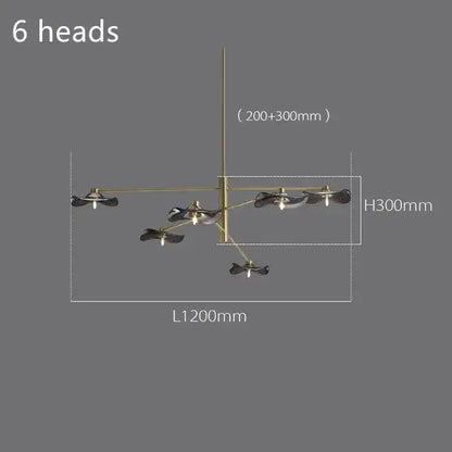 Modern black lotus leaf glass ceiling chandelier for living room