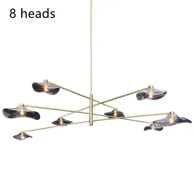 Modern black lotus leaf glass ceiling chandelier for living room