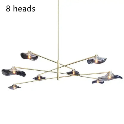 Modern black lotus leaf glass ceiling chandelier for living room