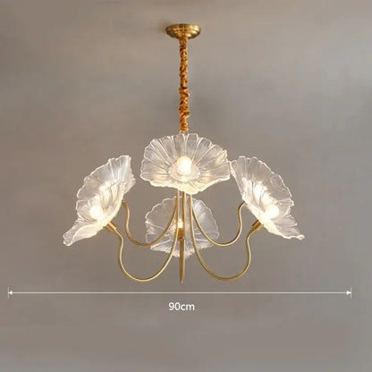 Elegant pink lotus leaf glass ceiling chandelier for living room