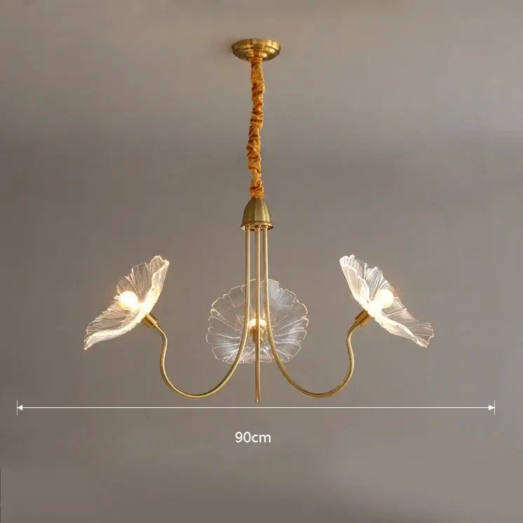 Elegant pink lotus leaf glass ceiling chandelier for living room