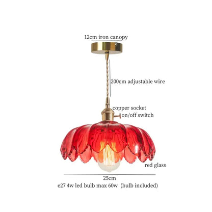 Japanese brass leaf glass led pendant light dining room