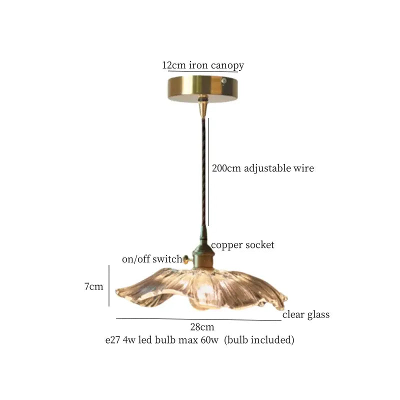 Japanese brass leaf glass led pendant light dining room