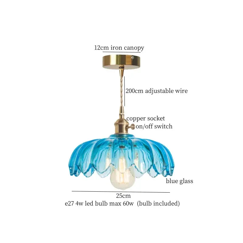 Japanese brass leaf glass led pendant light dining room