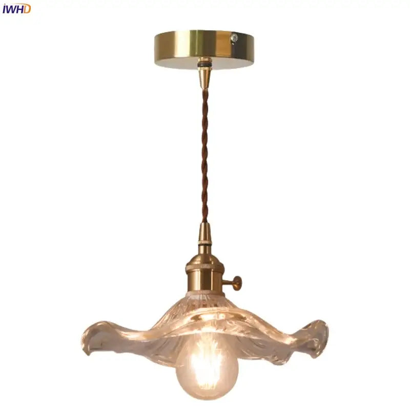 Japanese brass leaf glass led pendant light dining room