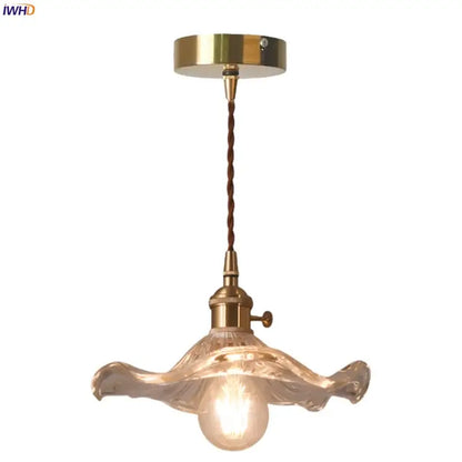 Japanese brass leaf glass led pendant light dining room