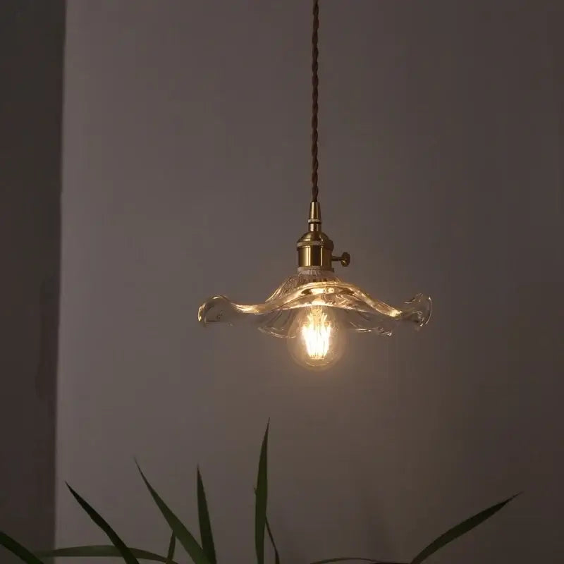 Japanese brass leaf glass led pendant light dining room