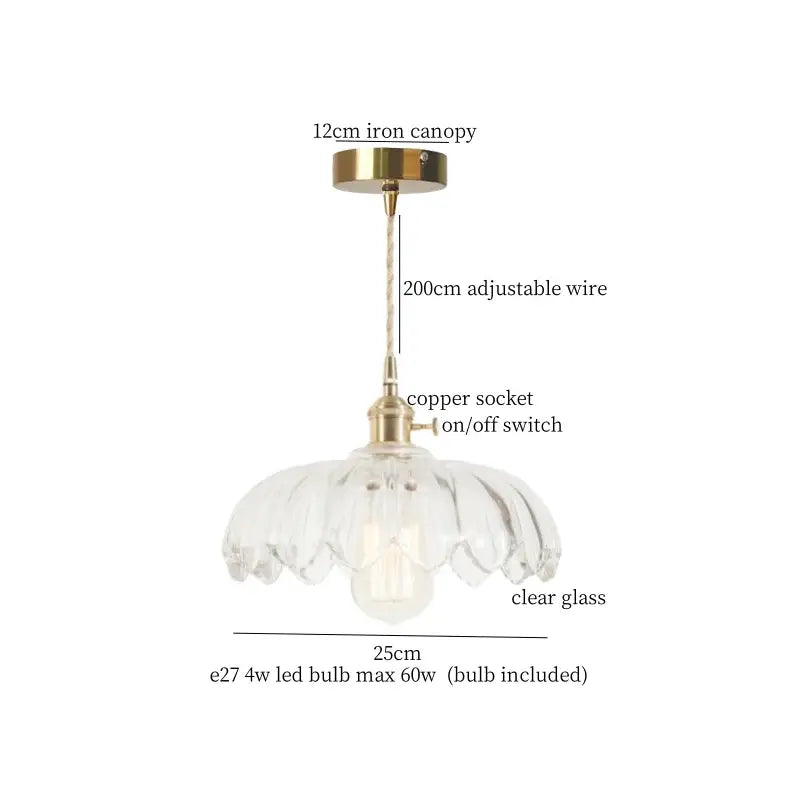 Japanese brass leaf glass led pendant light dining room