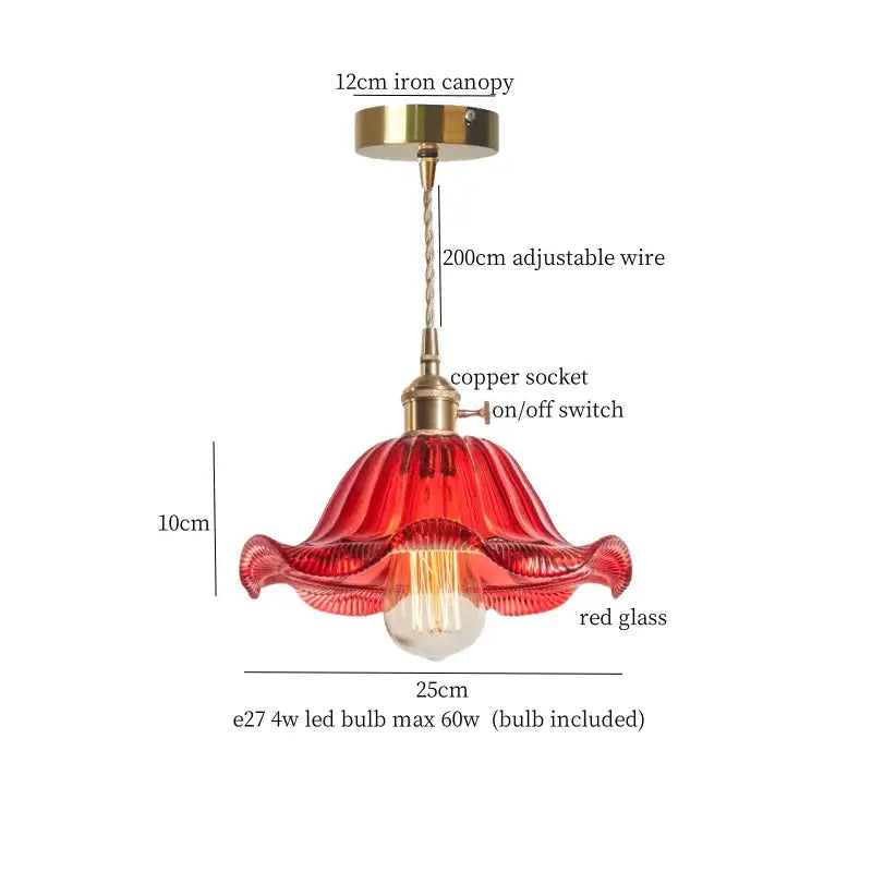 Japanese brass leaf glass led pendant light dining room