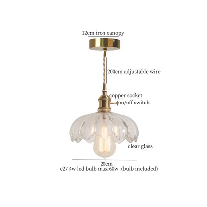 Japanese brass leaf glass led pendant light dining room