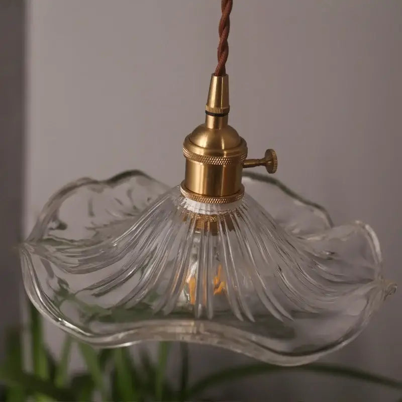 Japanese brass leaf glass led pendant light dining room