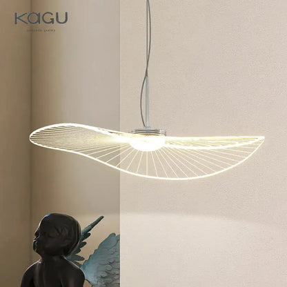 Modern white leaf hat chandelier for living room wireframe pendant