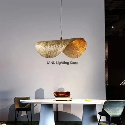 Elegant gold leaf hat pendant lamp for dining room