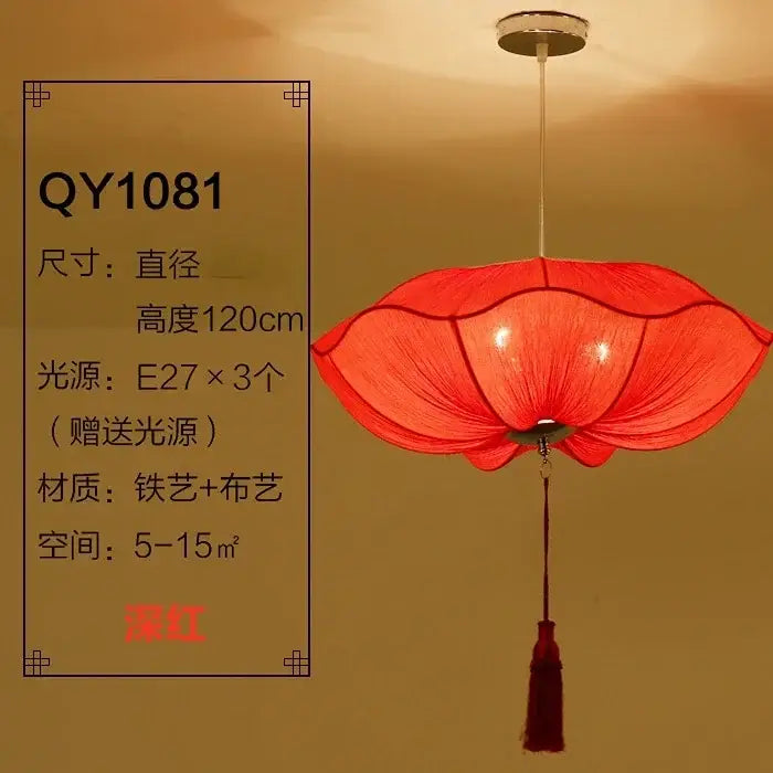 Handmade red orange & yellow lotus leaf lantern pendant light kitchen